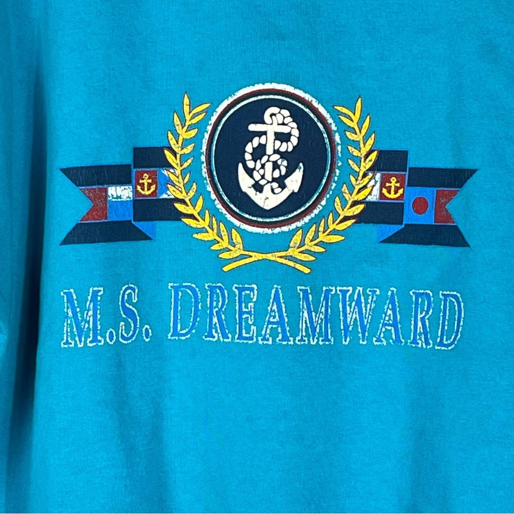 Vintage 80s/90s M.S. Dreamward Crewneck Sweatshirt Men’s Large Teal Nautical USA - Picture 3 of 9